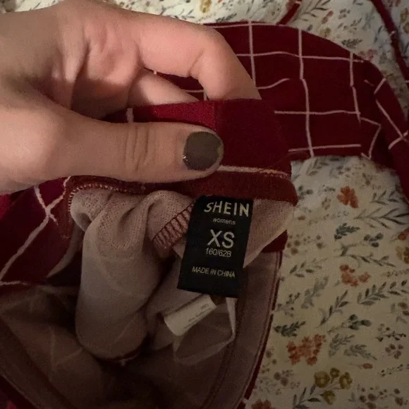 Shein red and white plaid set, skort & tie top, XS - Picture 2 of 2